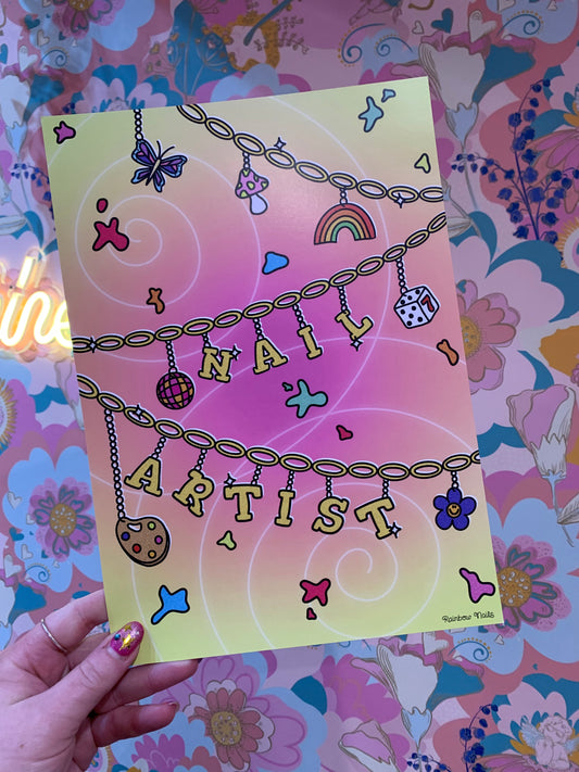 Nail Artist Charm Bracelet - A4 Print